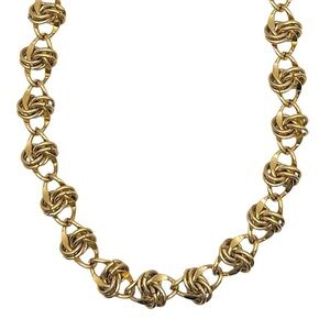 Vintage Gold Tone Sailor Knot Chunky Chain Statement Necklace 1950s 17”